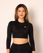 CORE CROPPED LONG SLEEVE SHIRT NEGRA