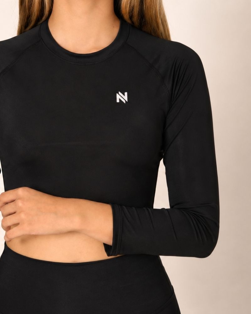 CORE CROPPED LONG SLEEVE SHIRT NEGRA